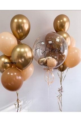20 Adet - Krom Gold - Somon Ve Açık Kahve Rengi Balon Seti LTS-BLN0259