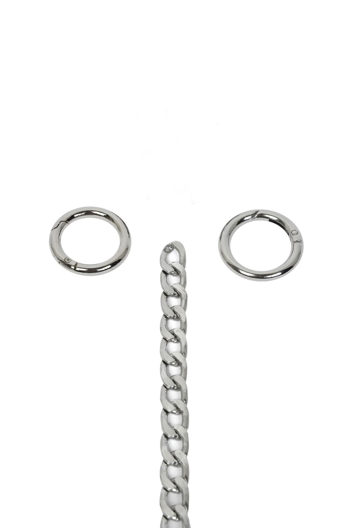 Nildenhobim Silver Color Spring Ring Bag Chain Set - Chain 110 Cm - Spring Ring Diameter 2.5 Cm