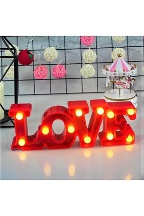 Buldubuldu Love Aşk Led Işıklı Kırmızı Lamba Dekor Gece Bebek Çocuk Odası Masa Lambası LOBU0202