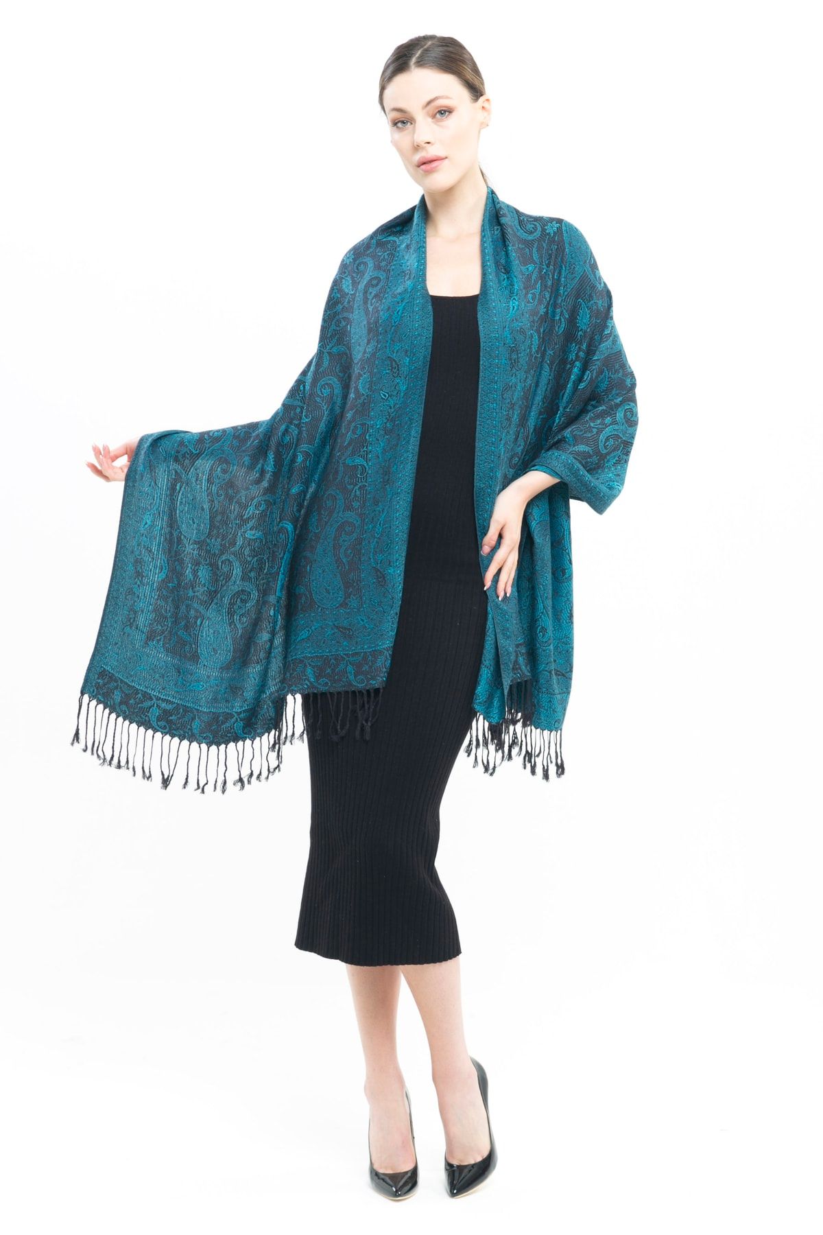 K&B PASHMINA-Cashmere Shawl |   Black Blue |   Does Not Contain Polyester |   Good Quality and Stylish Design 3