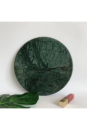 Verde Indıo - Yuvarlak Yeşil Mermer Sunum Tepsisi | Mermer Supla | 25cm | ART-185