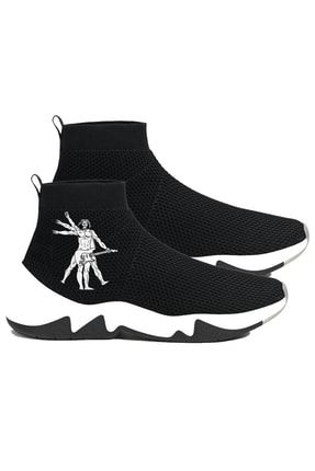 Siyah - Da Vinci Rockman Çorap Design Sneaker Spor Ayakkabı Artdesignn18