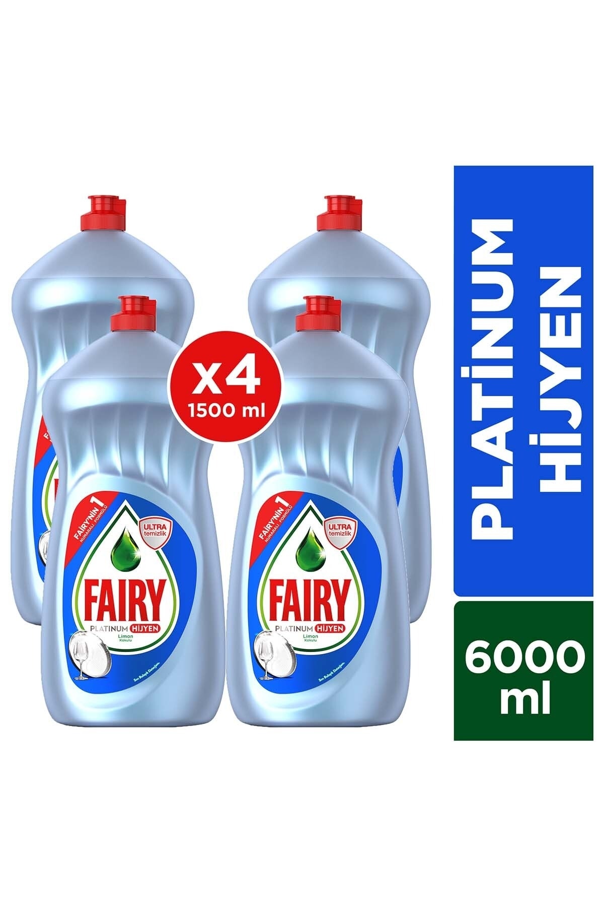Fairy Platinum Hijyen 6000 ml ( 1500 X 4 ) Sıvı Bulaşık Deterjanı Fırsat Paketi