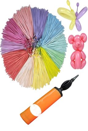 25 Adet Makaron Soft Karışık Renk Sosis Balon +1 Adet Sosis Balon Pompası SOSİS2