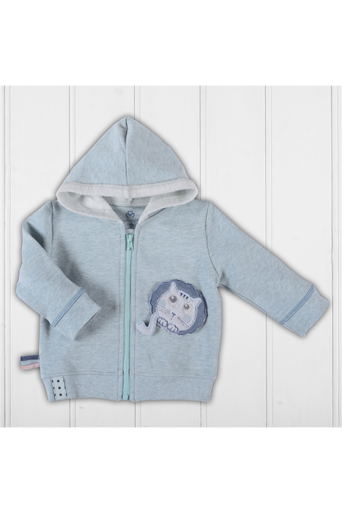 Organicera Organik Kapşonlu Mont, Yeşil Melanj fotoğrafı 2 (önizleme)