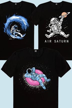 Galaktik Sörfcü Havuzda Astronot Astro Smaç Baskılı Erkek Çocuk T-Shirt 1M1BB917KX
