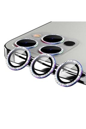 İphone 13 Pro Max Uyumlu Swarovski Taşlı Kamera Lens Koruma Koruyucu Rainbow 13 PRO MAX PIRLANTA