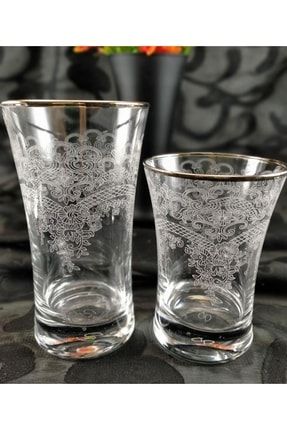 Azur Dantelli Gümüş Su Bardağı, Meşrubat Bardağı 6 Kişilik 12 Adet 12liazurdantelli