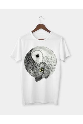 Baykuş Ying Yang Baskılı T-shirt Tişört GKBB03091
