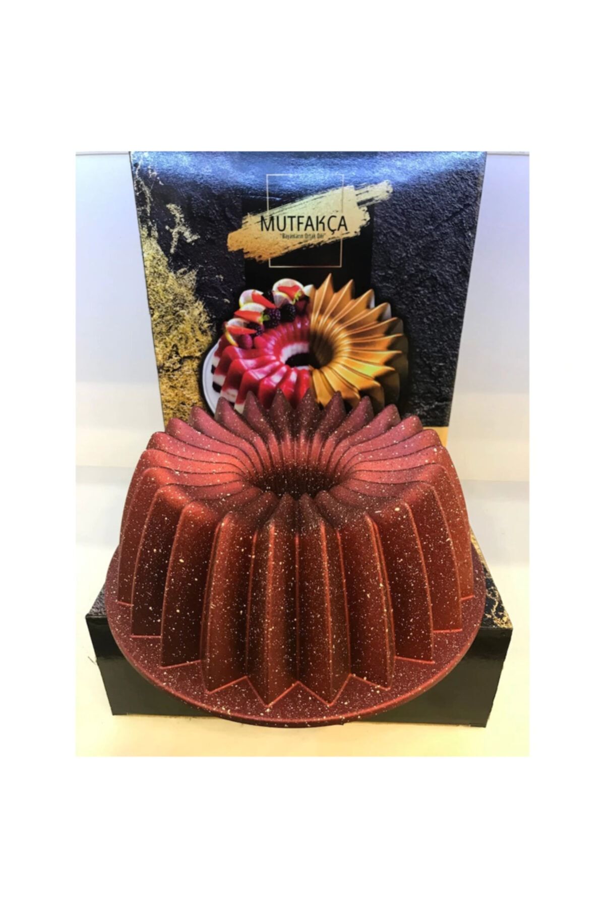 Döküm Granit Kek Kalıbı 26 cm Kırmızı