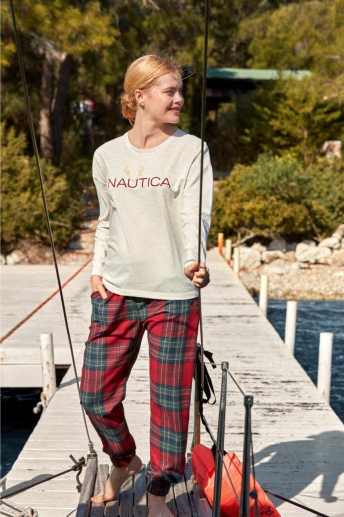 Nautica womens flannel best sale pajamas