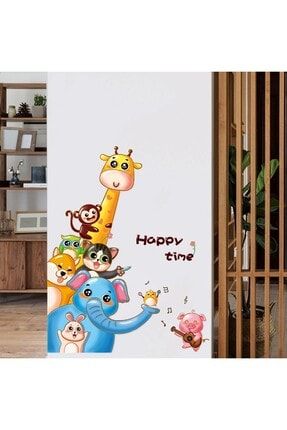 Neşeli Hayvanlar Bebek ve Çocuk Odası Dekorasyonu Kapı Süsü Duvar Sticker MK-405