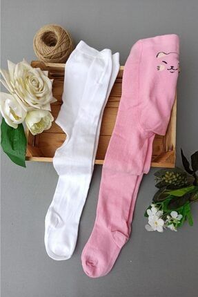 Pembe Beyaz 2 Adet Lüx Çocuk Külotlu Çorap 1-3 Yaş ALİ-241600-566195