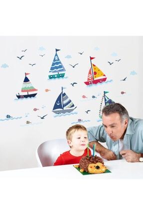 Deniz Yelkenli Bebek Ve Çocuk Odası Dekorasyonu Duvar Süsü Sticker MK-335