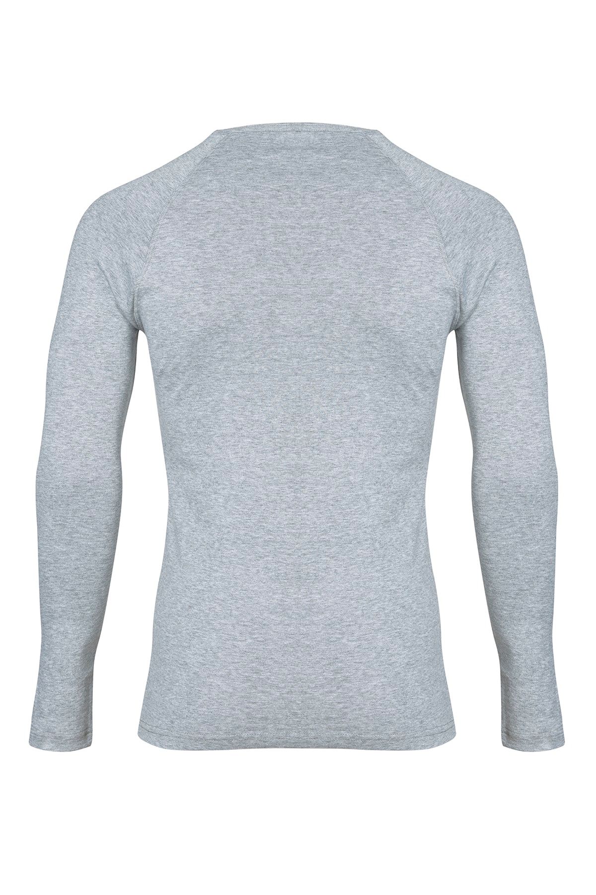 Şahin-Men's Gray Thermal Long Sleeve Crew Neck Underwear 2