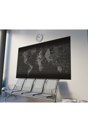 Siyah Dünya Haritası Duvar Sticker EGA_17_60