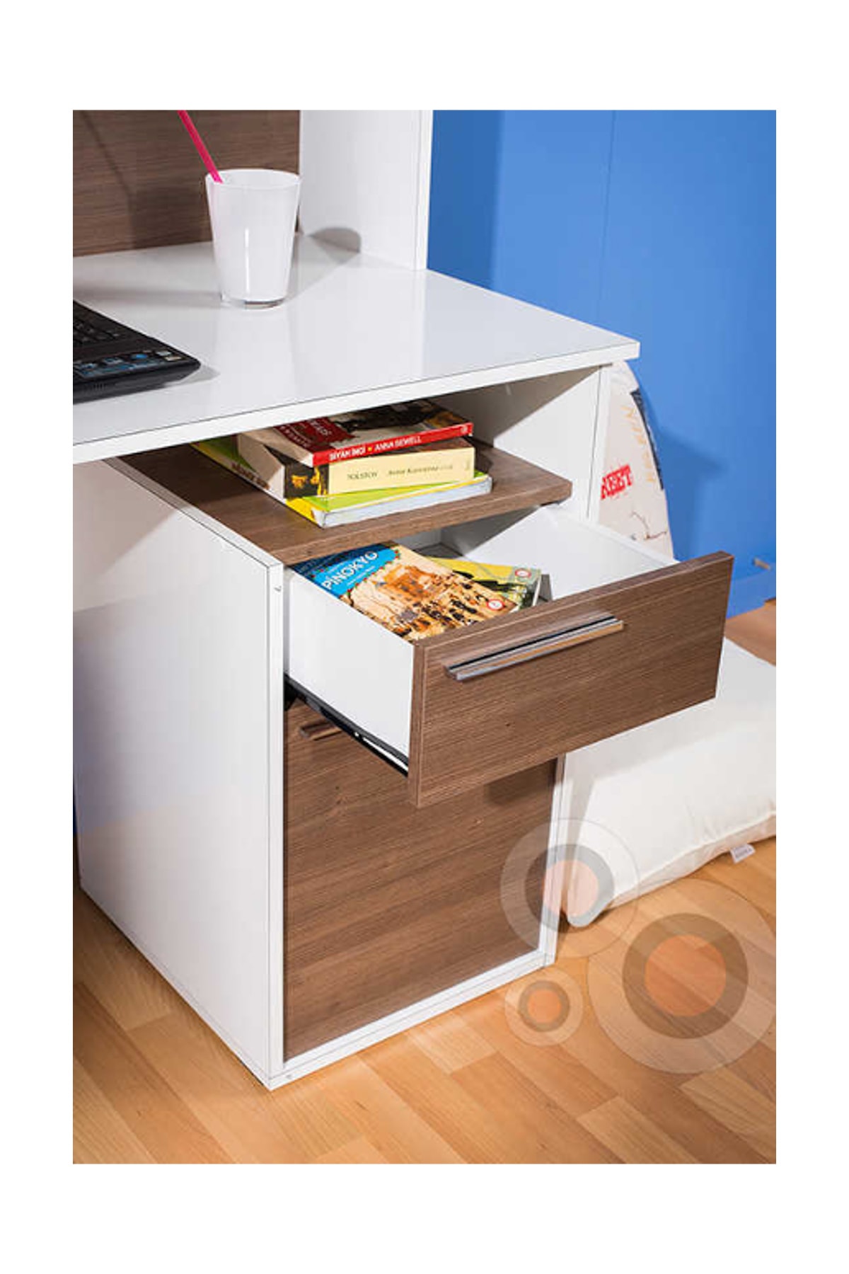 Adore Mobilya Tower Kitaplıklı Çalışma Masası CMS45NB1 NoceLake