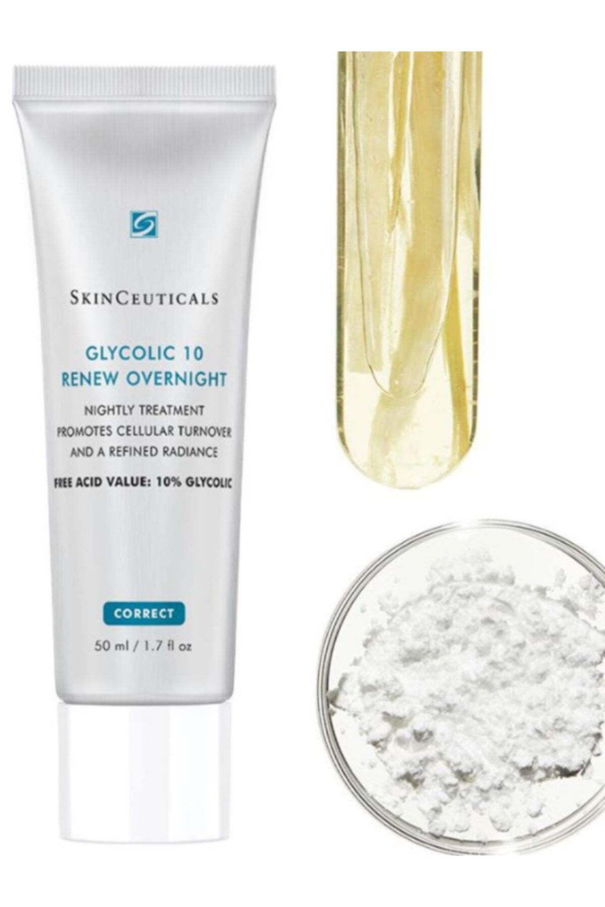 Glycolic 10 Renew Overnight - Renewing Night Care Cream با 10% اسید گلیکولیک 50 میلی لیتر Skinceuticals