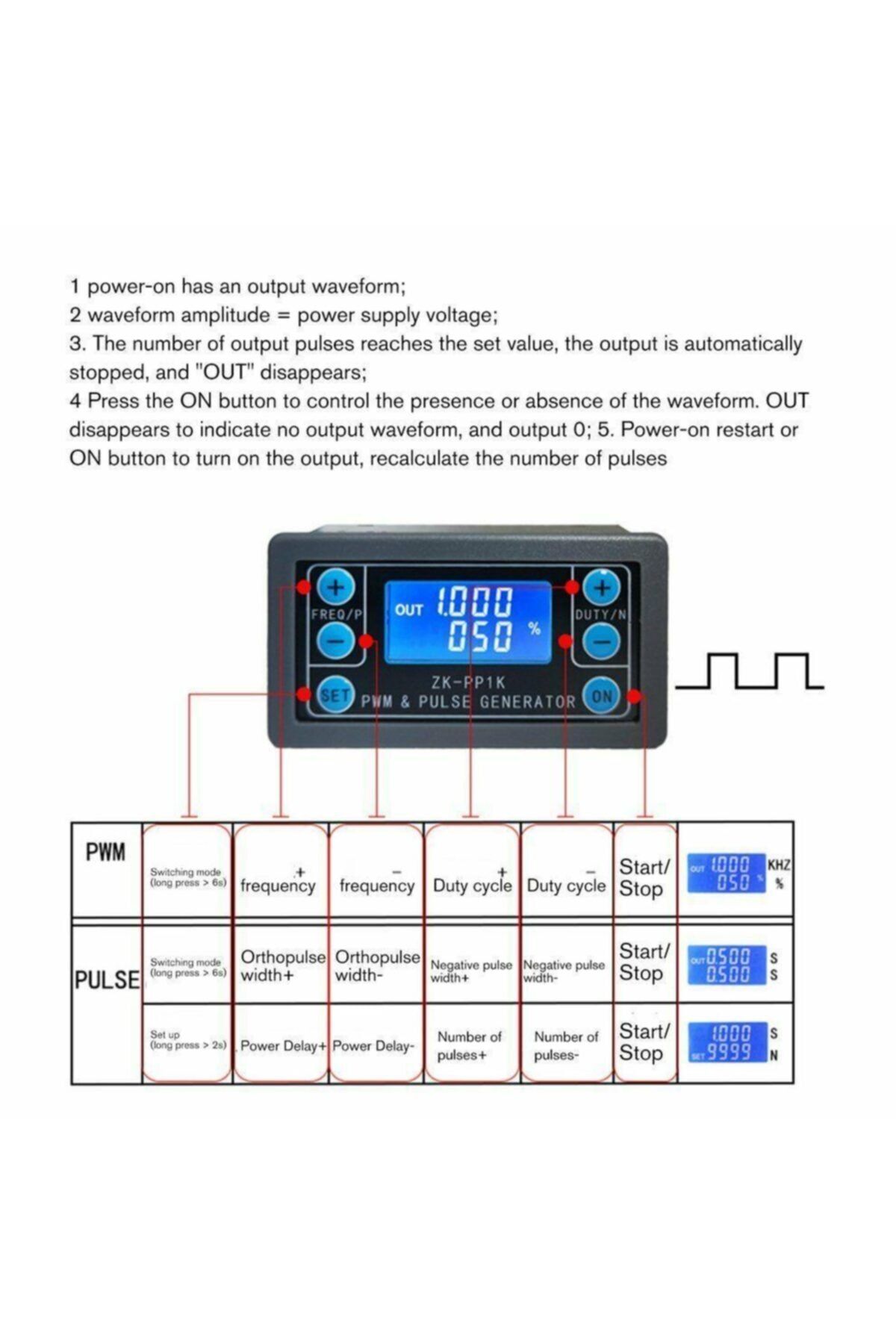 Alfa-Zk-pp1k مولد إشارة LCD PWM مزدوج الوضع 1 هرتز-150 كيلو هرتز PWM ووضع نبض النبض 3