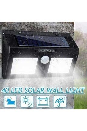 Sensörlü 40 Led'li Güneş Enerjili Led Duvar Tipi Şarjlı Projektör Aplik kk55