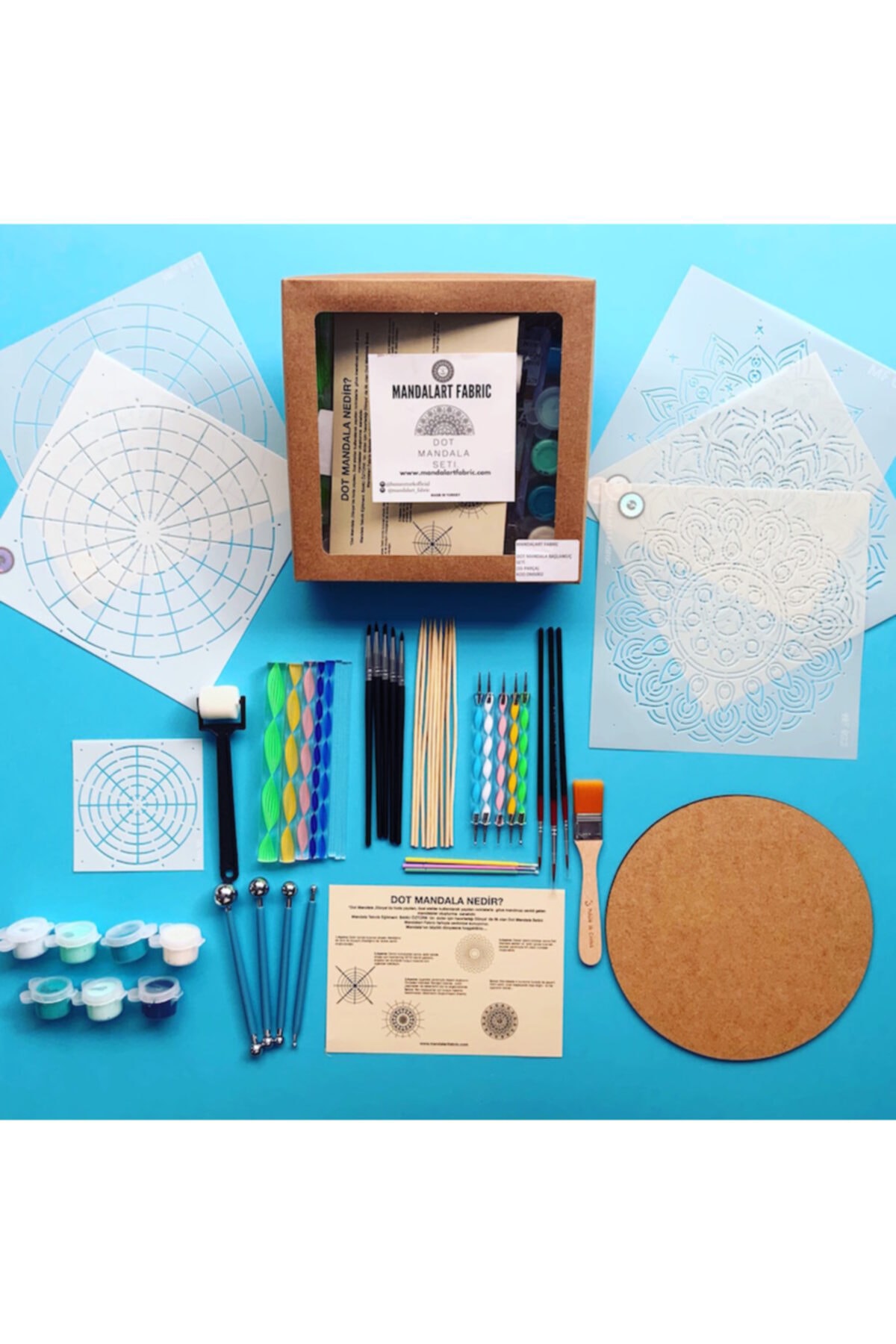 Mandalart Fabric Dot Mandala Eğitim Klavuzu Ile Birlikte Eğitim Seti 55 Parça