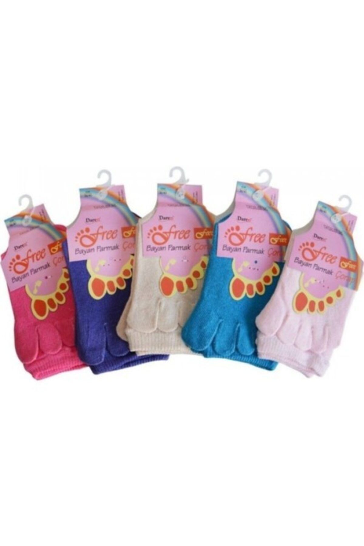 Daren-Women's 4-Piece Toe Socks in Pink Blue Purple Red Green Lilac Colors 1