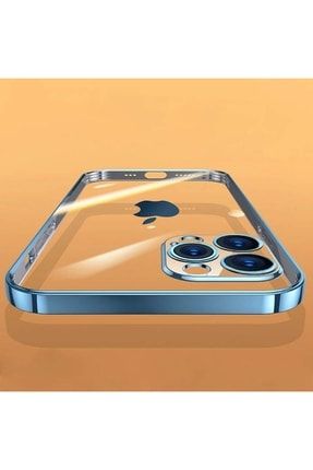 Iphone 13 Pro Uyumlu Kılıf Kamera Lens Koruma Kenarı Parlak Şeffaf Silikon Mtk-Klf-09