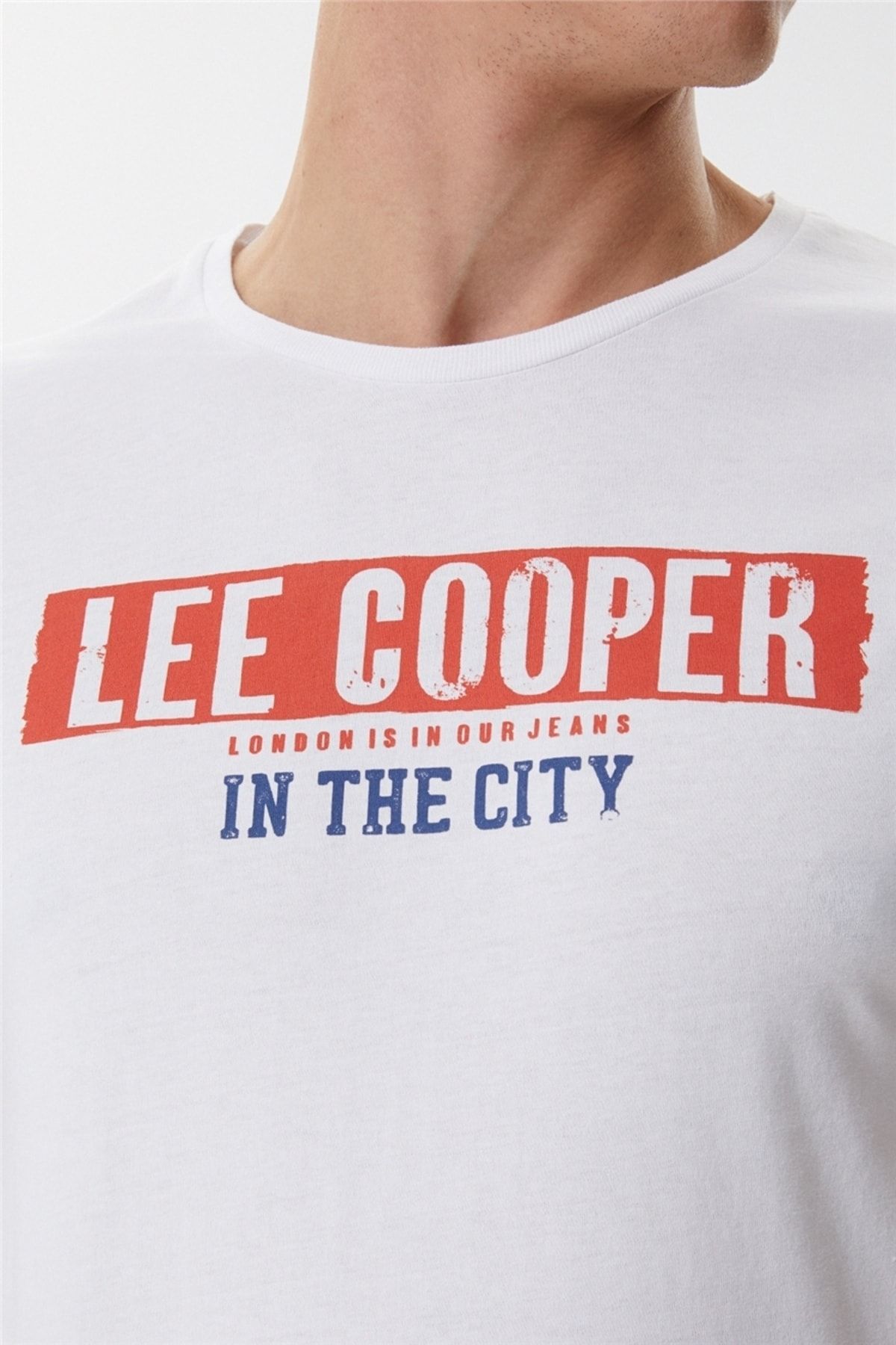 تی شرت سفید مردانه یقه واقعی Lee Cooper