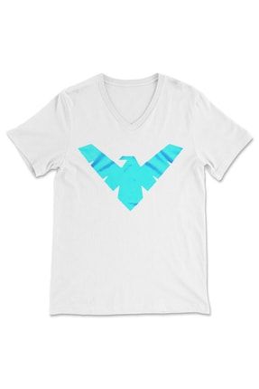 Nightwing Beyaz V Yaka Tişört Unisex T-shirt 6819WUV