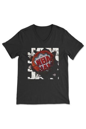 Nba Jam Siyah V Yaka Tişört Unisex T-shirt 5118WUV
