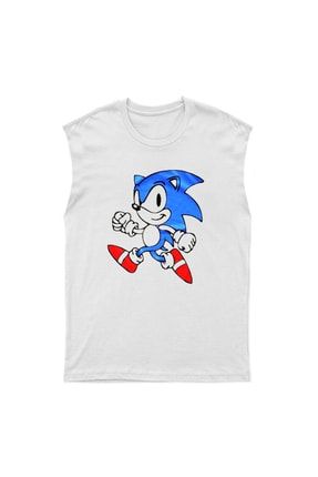 Sonic The Hedgehog Beyaz Kesik Kol Tişört Unisex Kolsuz T-shirt 5153WKK