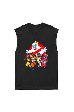 The Real Ghostbusters Hayalet Avcıları Siyah Kesik Kol Tişört Unisex Kolsuz T-shirt 16039WKK