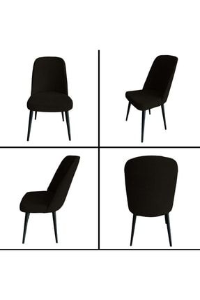 Kadife Kumaş Gül Model Sandalye Kılıfı - Siyah kGM0