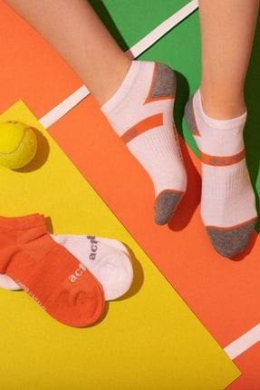 3'lü Paket Good Things Sport Kadın Step Çorap - Beyaz/beyaz/turuncu 12201W3010-WO2