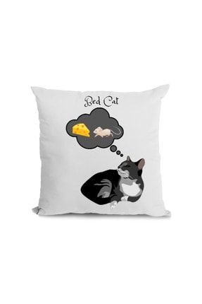 Kedi, Fare Ve Peynir Figürlü, Özel Tasarım Kare Yastık TD303175