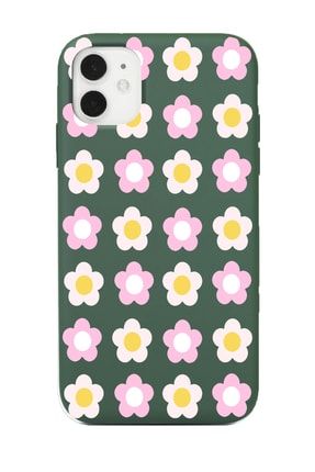 Iphone 11 Uyumlu Haki Dama Ve Çiçekler Tasarımlı Lansman Kılıf FCIP11-253