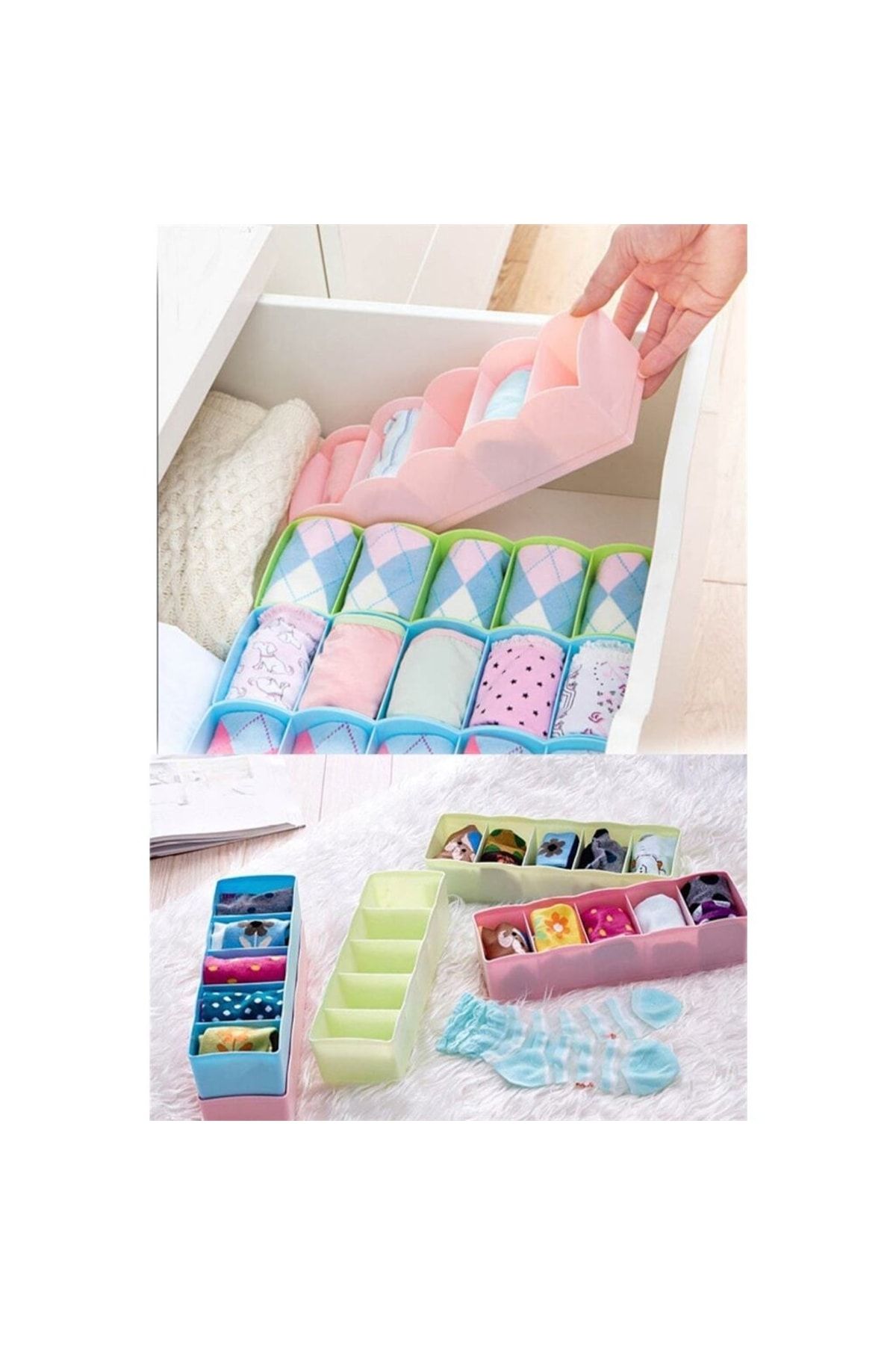 Yetkin Home Organizator Pentru Sertar Organizator Pentru Șosete Cu 5 Compartimente - One Size