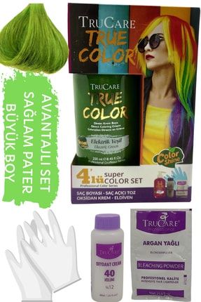 Truecolor Neon Elektrik Yeşil Saç Boyası Seti Saç Açıcı Ve Eldivenli TYC00256276408