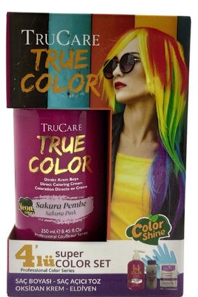 Truecolor Neon Sakura Pembe Saç Boyası Seti Saç Açıcı Ve Eldivenli TYC00256276408