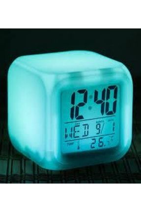 Renkli Işıklı Digital Küp Saat HED-YEL1036