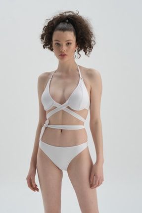 Beyaz Toparlayıcı Balenli Bikini Üst 22SW35031ST_BY