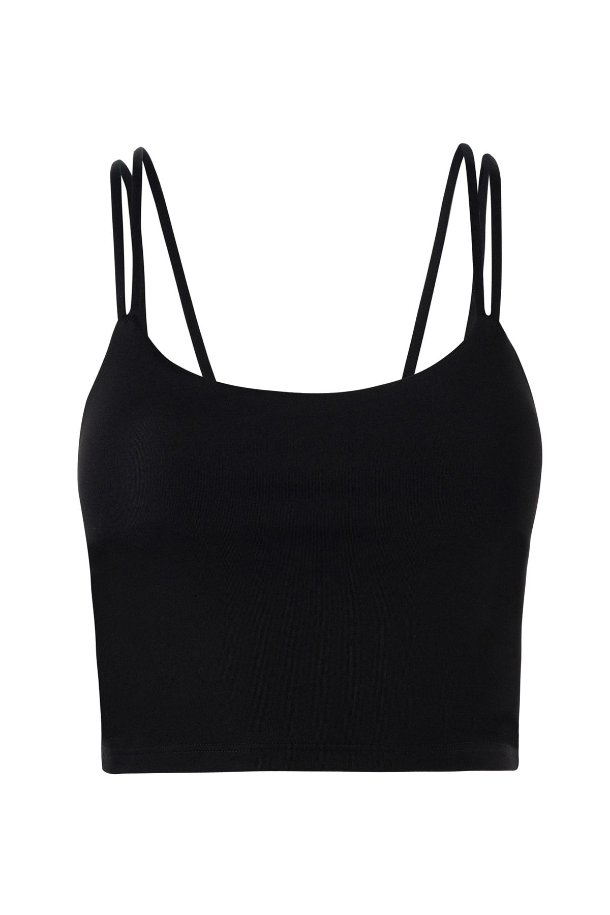 Wcool Collection Kadın Siyah Yumuşak Dokulu Çıkarılabilir Kaplı Destekli Askılı Crop Top