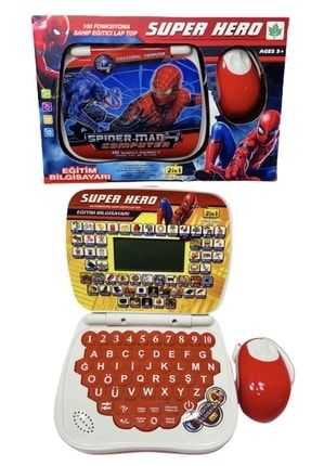 Eğitici Ekranlı Laptop Çocuk Bilgisayarı Mauslu 100 Fonksiyon İngilizce Ve Türkçe Spiderman P6060