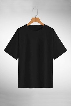 Unisex Siyah Bisiklet Yaka Oversize Bol Kesim T-shirt tshirt00027