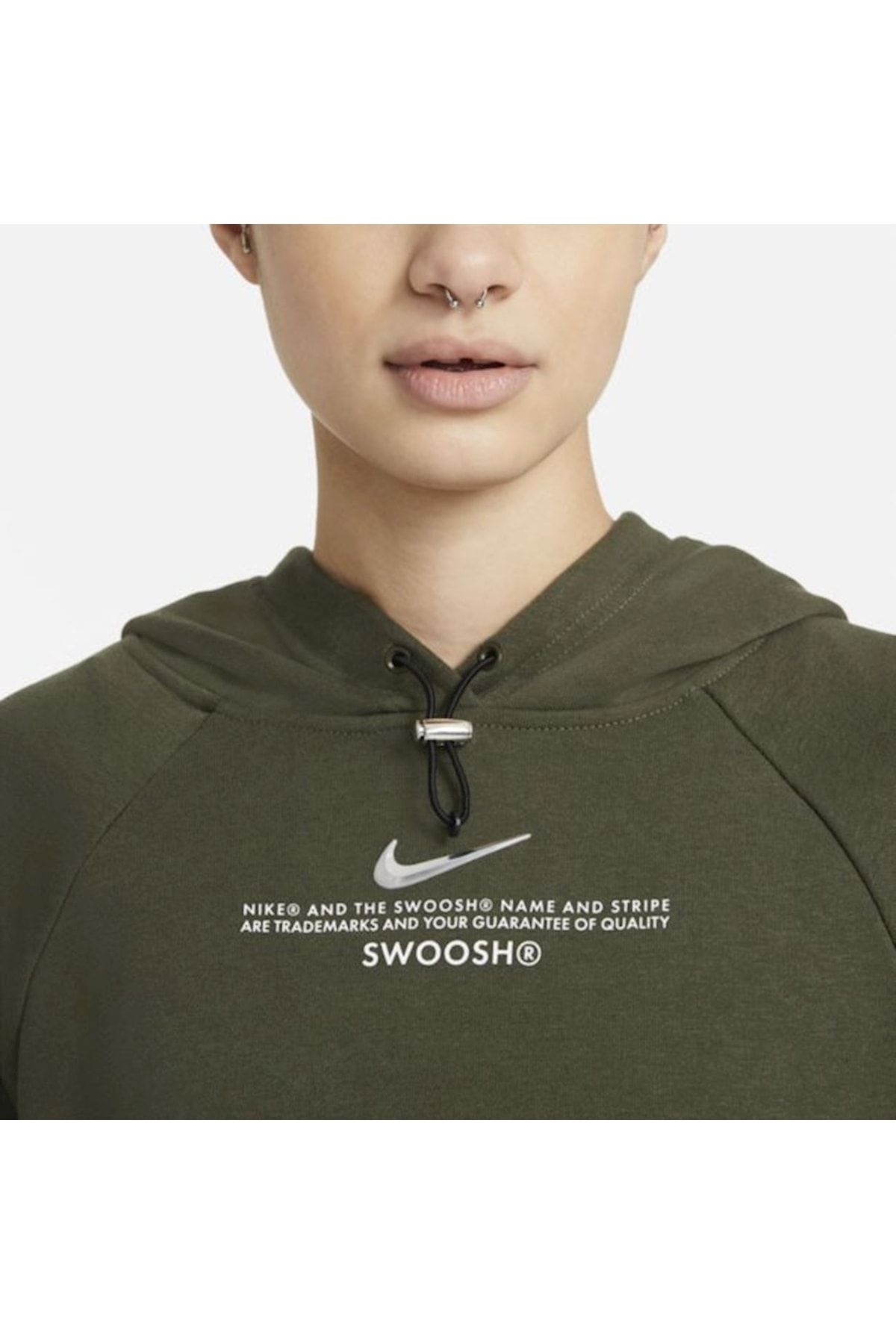 Nike mini swoosh oversized hoodie in olive gree outlet