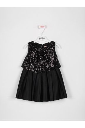 Kız Çocuk Pullu Siyah Elbise 7879