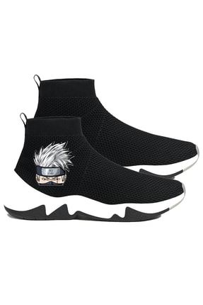 Siyah - Anime Kakashi Çorap Design Sneaker Spor Ayakkabı Artdesignn100