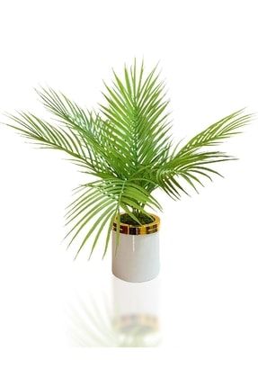 Yapay Ağaç Palmiye Ağacı Areka Ağaç Metal Beyaz Saksılı 50 Cm hv3222-1