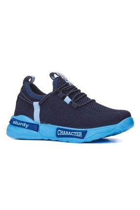Lacivert - Çocuk Hafif Spor Ayakkabı Esnek Bağcıklı Günlük Rahat Sneaker 4017 PRA-5685815-692691
