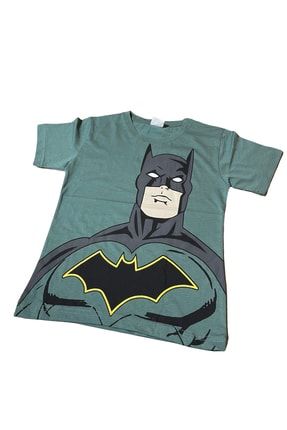 Erkek Çocuk Maske Batman Yarasa Adam Karakter T-shirt Yeşil Renk loltshirts